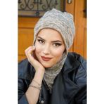 Aişe tesettür Bej Desen Maskeli Bere