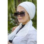 Aişe Tesettür Beyaz Dantel Atkılı Bone