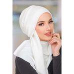 Aişe tesettür Beyaz Fitilli Kelebek Bone Şal
