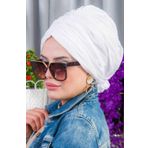 Aişe Tesettür Beyaz Kırçıllı Tokalı Bone