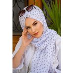 Aişe tesettür Beyaz Siyah Çiçek Desenli Hazır Şal