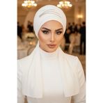 Aişe tesettür Beyaz Taşlı Atkılı Abiye Bone