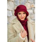 Aişe tesettür Bordo Aksesuarlı Vintage Atkılı Şapka