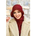 Aişe tesettür Bordo Atkılı Vintage Şapka