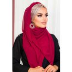 Aişe tesettür Bordo Bakır Simli Abiye Şal