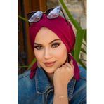 Aişe tesettür Bordo Çapraz Deniz - Havuz Deniz Bonesi