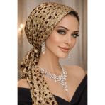 Aişe tesettür Bordo Gold Simli Abiye Eşarp Bone