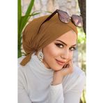 Aişe tesettür Camel Çapraz Bantlı Deniz & Havuz Bonesi