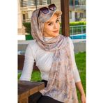 Aişe tesettür Ebruli Desen Kepli Bandana Şapka Şal