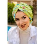 Aişe tesettür Fıstık Yeşil Çiçekli Tokalı Bone