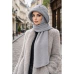 Aişe tesettür Gri Atkılı Vintage Şapka