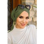 Aişe tesettür Haki Çapraz Deniz - Havuz Deniz Bonesi