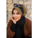 Aişe tesettür Hardal Siyah Kare Desen Tesettür Şapka