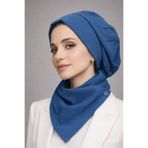 Aişe tesettür İndigo Tafta Kumaş Bere Bone ve Etol Takım