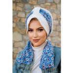 Aişe tesettür Kırık Beyaz Çiçekli Şapka Bone