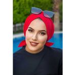 Aişe tesettür Kırmızı Çapraz Deniz - Havuz Bonesi