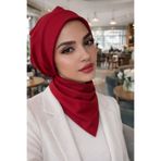Aişe tesettür Kırmızı Tesettür Bone ve Etol Takım