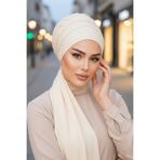Aişe Tesettür Krem Atkılı Bone