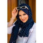 Aişe Tesettür Lacivert Çiçekli Baskılı Şapkalı Şal