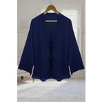 Aişe tesettür Lacivert Önü Bağlamalı Kimono Tunik /Likralı Yazlık Kumaş