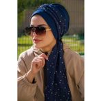 Aişe Tesettür Lacivert Yıldız Fularlı Bone