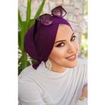Aişe tesettür Mürdüm Çapraz Bantlı Deniz & Havuz Bonesi