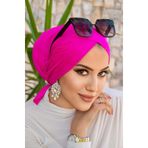 Aişe tesettür Neon Pembe Çapraz Bantlı Deniz & Havuz Bonesi