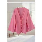 Aişe tesettür Önü Bağlamalı Kimono Tunik / Pembe