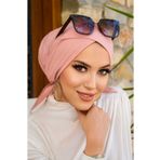 Aişe tesettür Pudra Çapraz Bone / Deniz - Havuz Bonesi