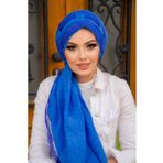 Aişe Tesettür Saks Mavi Pamuk Biritli Şal