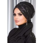 Aişe tesettür Siyah Abiye Tokalı Bone - 60100
