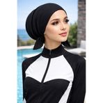 Aişe tesettür Siyah Bağcıklı Deniz - Havuz Bonesi