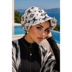 Aişe tesettür Siyah Beyaz Modern Desen Tesettür Şapka Bone