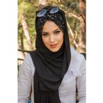 Aişe tesettür Siyah Beyaz Puan Desen Burgu Hazır Şal