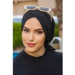 Aişe tesettür Siyah Çapraz Deniz - Havuz Bonesi