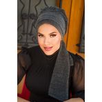 Aişe tesettür Siyah Gümüş Işıltılı Abiye Atkılı Bone