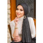 Aişe tesettür Siyah Gümüş Piliseli Kelebek Model Bantlı Abiye Bone Şal