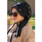 Aişe tesettür Siyah Puan Desenli Şapkalı Bone