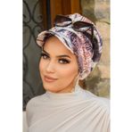Aişe tesettür Siyah Pudra Bohem Desen Tesettür Şapka Bone