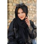 Aişe Tesettür Siyah Şapkalı Şal