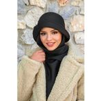 Aişe Tesettür Siyah Vintage Şapka