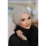 Aişe tesettür Taş Rengi Kışlık Büzgülü Bone