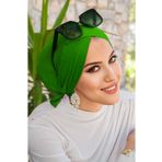 Aişe tesettür Yeşil Çapraz Bone / Deniz - Havuz Bonesi