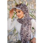 Aişe tesettür Zebra Desen Kepli Bandana Şapka Şal