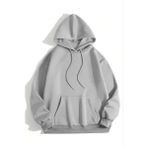 Aisha Elbise 3 Iplik Pamuklu Kapşonlu Sweetshirt - Gri - XL