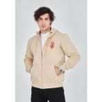 Aisha Elbise Baskılı Tam Fermuarlı Kapşonlu Sweatshirt - Bej
