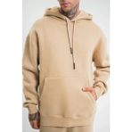 Aisha Elbise Double Oversize Kapşonlu Basic Sweatshirt - Bej - M