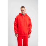 Aisha Elbise Double Oversize Kapşonlu Basic Sweatshirt - Kırmızı