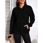 Aisha Elbise Kadın Uzun Kollu Kapşonlu Bağcıklı Cepli Capitone Sweatshirt - L - XL - Siyah