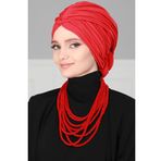 Aisha's Design B-1 Kırmızı Büzgülü Penye Bone